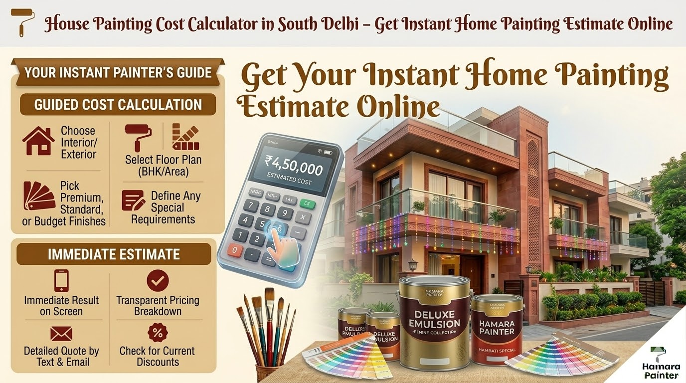 House Painting Cost Calculator in South Delhi – Get Instant Home Painting Estimate Online